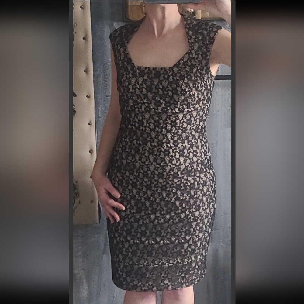 Sangria Black W/ Nude Sheath Cocktail Dress, Sz 4, Sexy & classy; only worn 1x!
